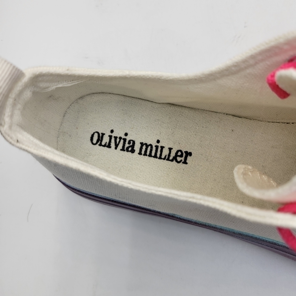 Olivia Miller Shoes Sneakers Gazelle White Canvas Colored Ombre Casual Womens 7 - Picture 9 of 10